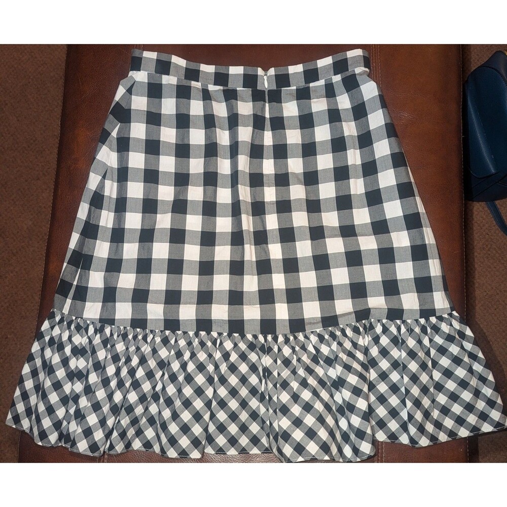 J. Crew Women's Black White Plaid Gingham Ruffled Mini Skirt, 6T - Picture 2 of 7